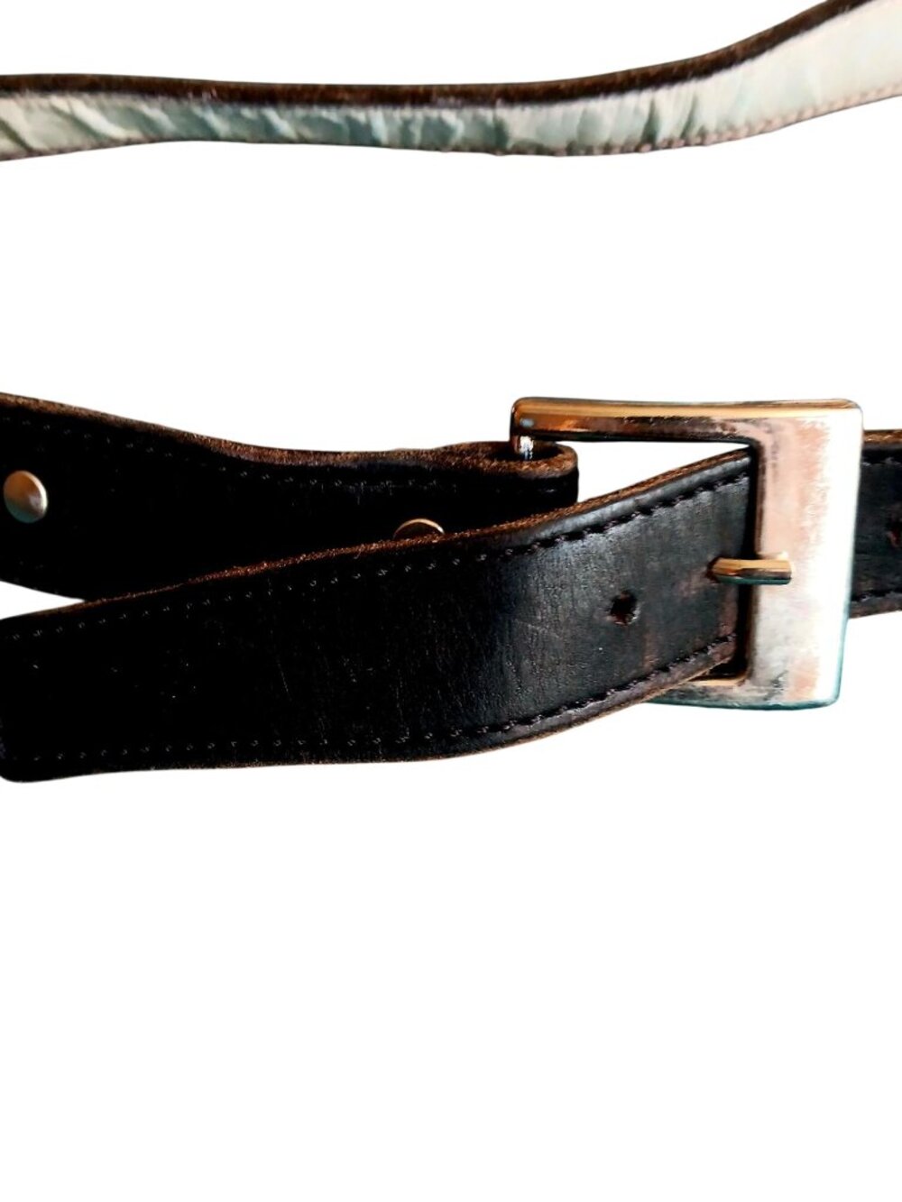 Vintage 34 Black Leather Belt Mexican Handmade 1980's Rocker Distress